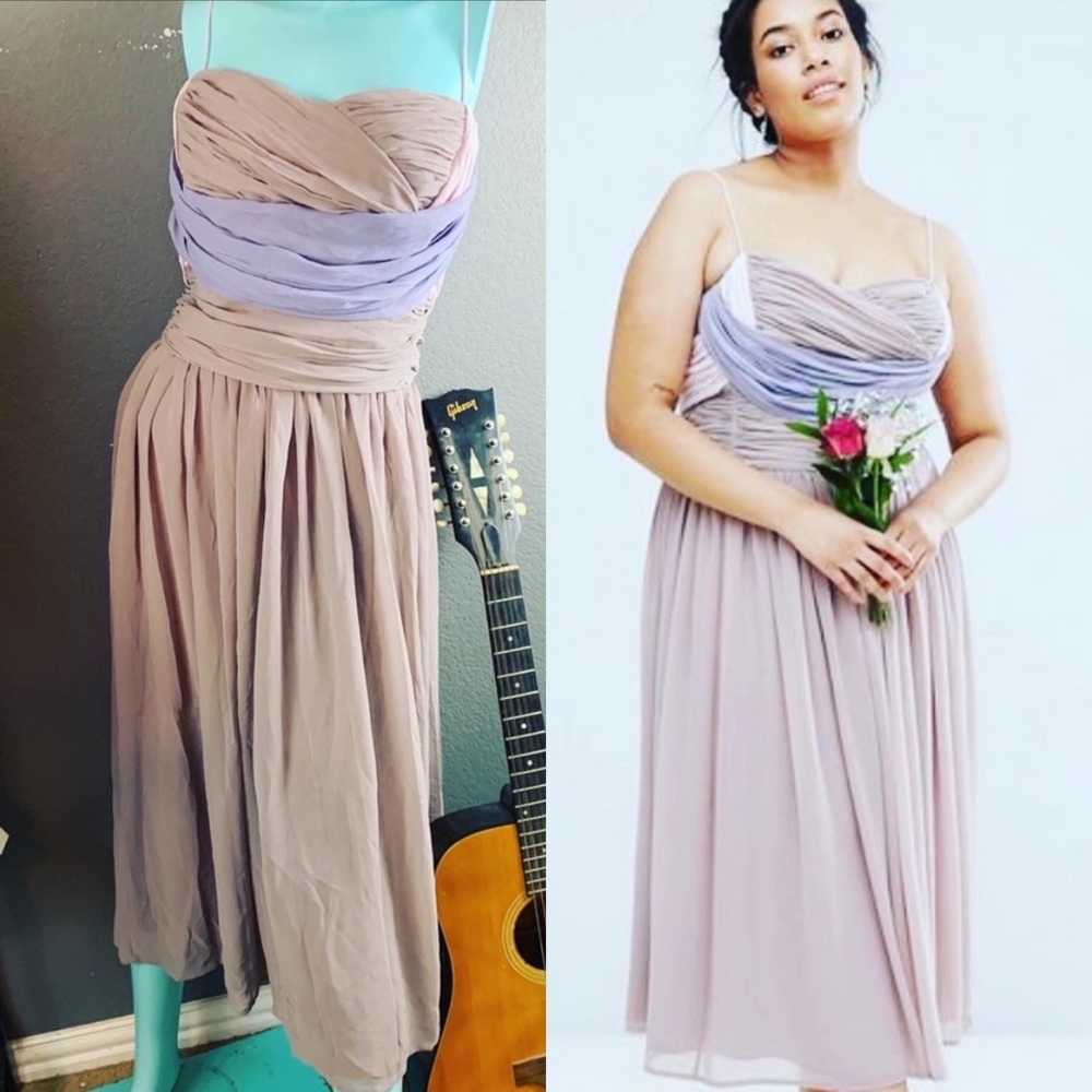 NWT ASOS Curve Chiffon Formal Dress Plus Sized Lavender Lilac 14